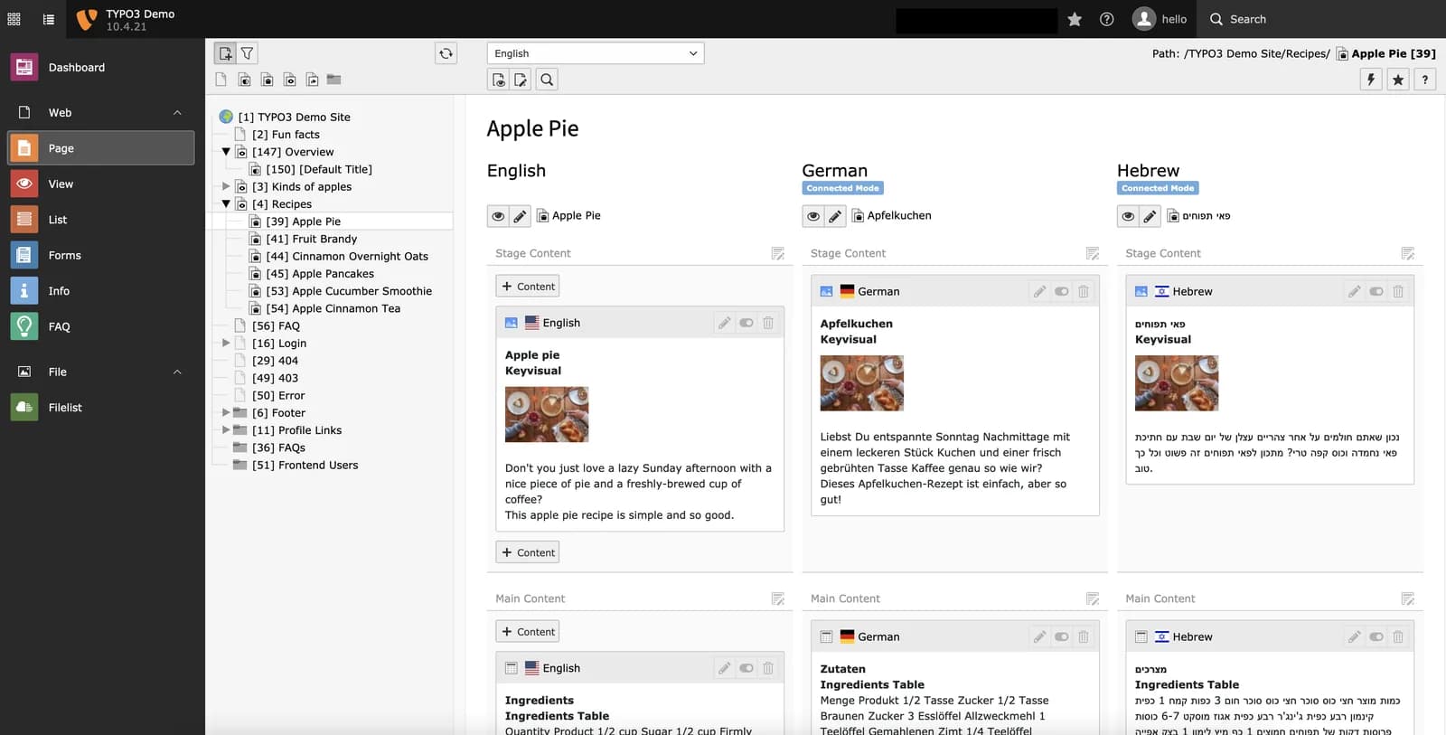 Backend do TYPO3 10.4
