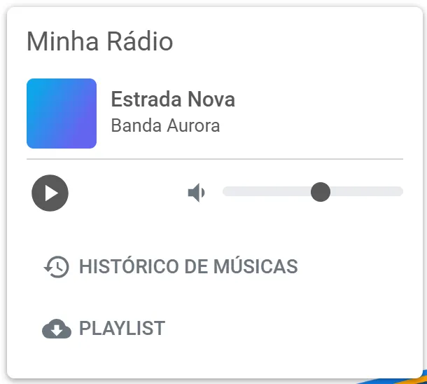 Página pública da rádio aberta no celular, com o botão de play