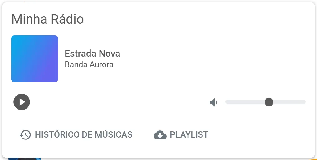 Página pública da rádio com o player e o botão de play