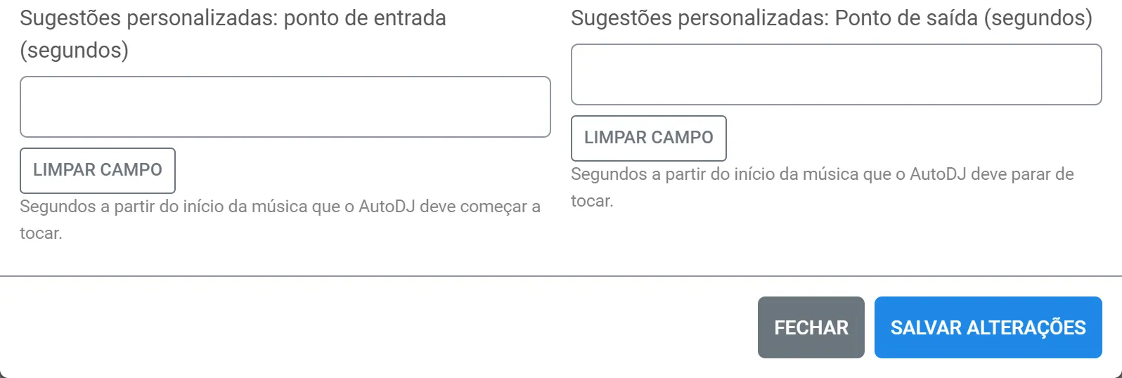 Rodapé da janela Editar Mídia com o botão Salvar Alterações