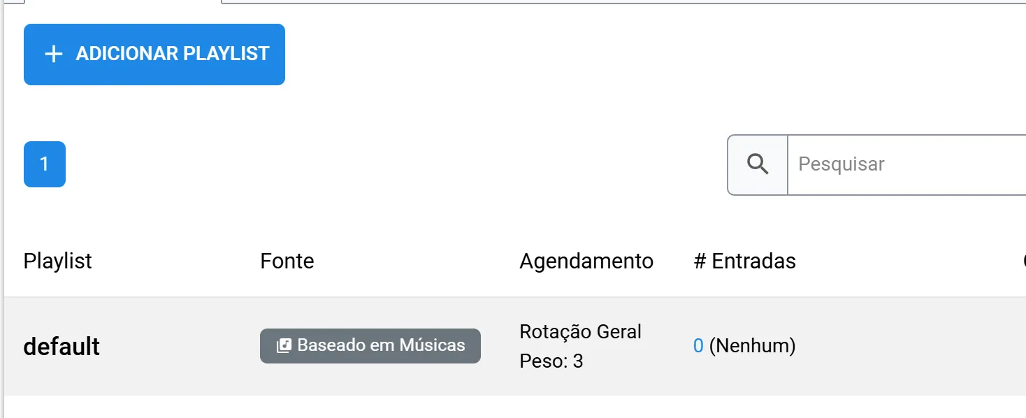 Lista de playlists com a nova Rotação geral e as 20 músicas na coluna # Entradas